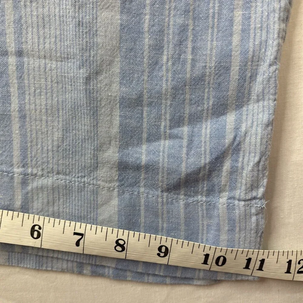 Tahari Women's Large Blue Linen Rayon Elastic Waist Casual Pants with Pockets